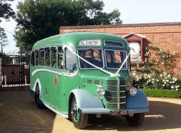 Vintage wedding bus in Cambridge